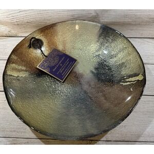 New Unique Artistic Accents Turkish Decorative Centerpiece Glass Bowl 10.5"